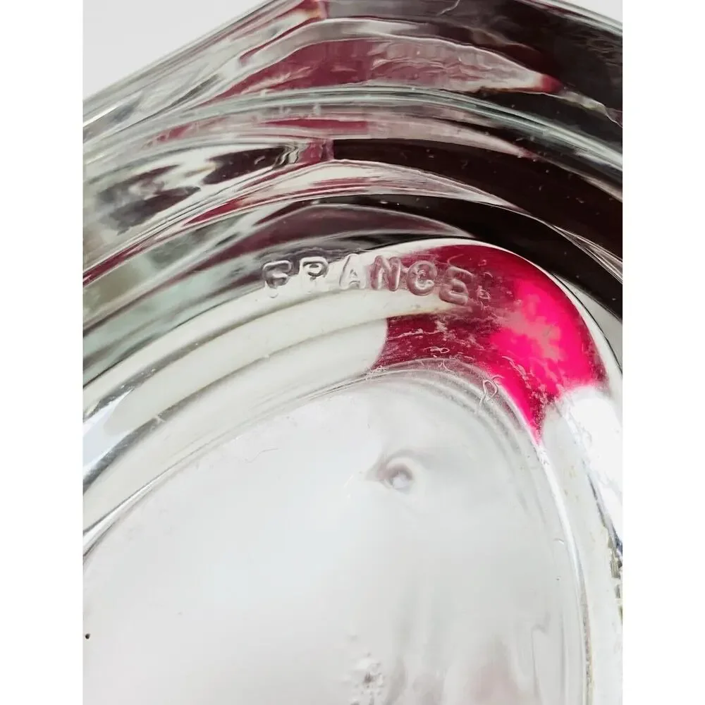 Vtg MCM Triangle Art Glass Vase Windsor Rubis Cranberry Faceted JG Durand France